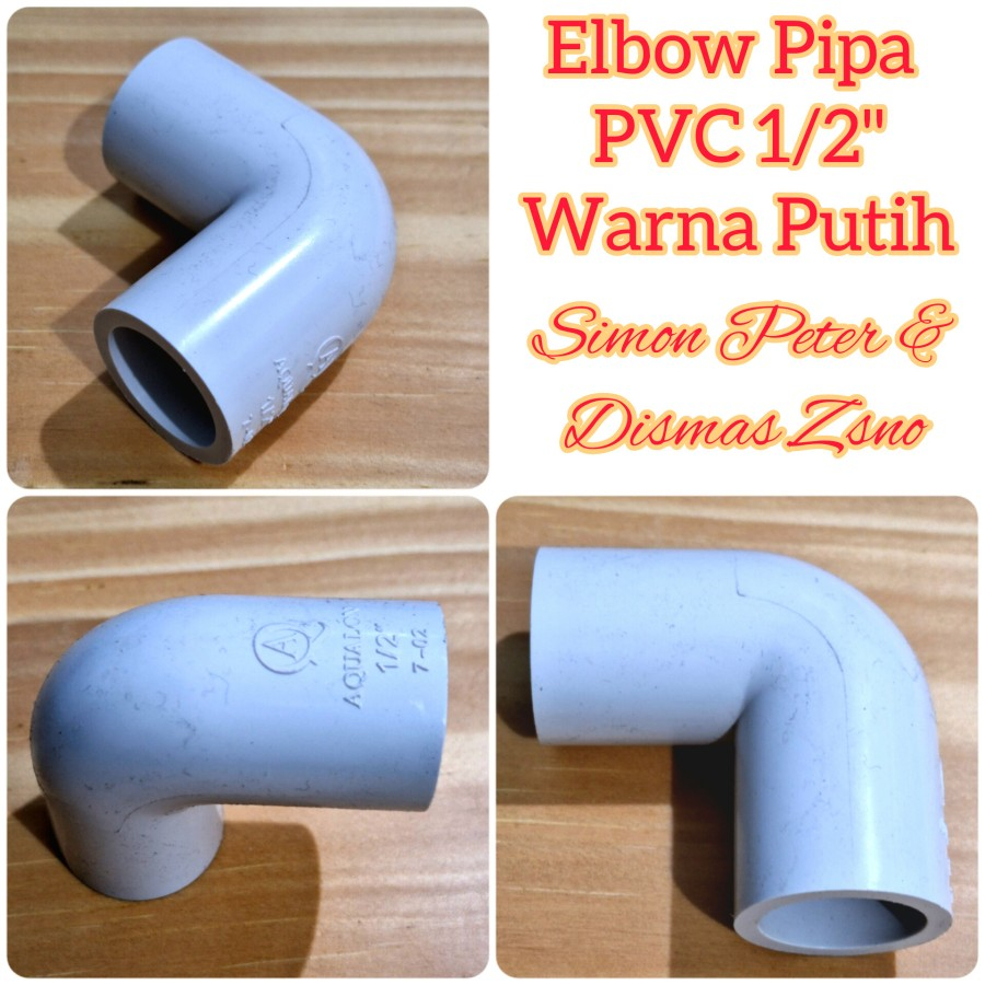 Knee Elbow Sambungan Pipa PVC 1/2 inch Warna Putih utk Air Hidroponik Aquaponik Aquakultur Bioflok L