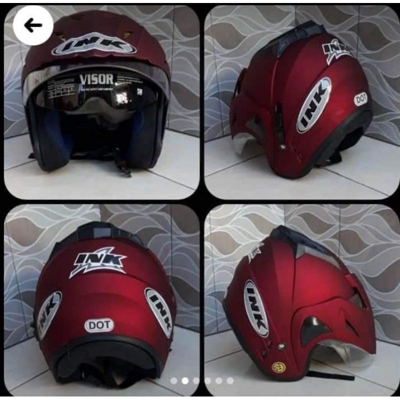 HELM INK DOUBLE VISOR BARU MURAH BER SNI MERK BMT PAKING KARDUS