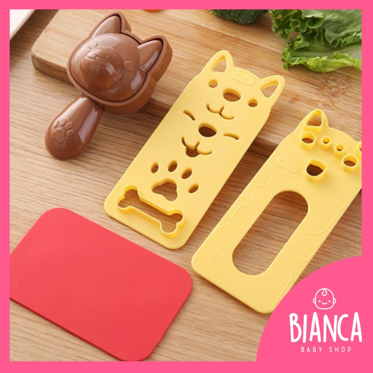 BIANCA - Cetakan Nasi Bento Bekal Anak Sekolah Bentuk DOGGY COKLAT KUNING