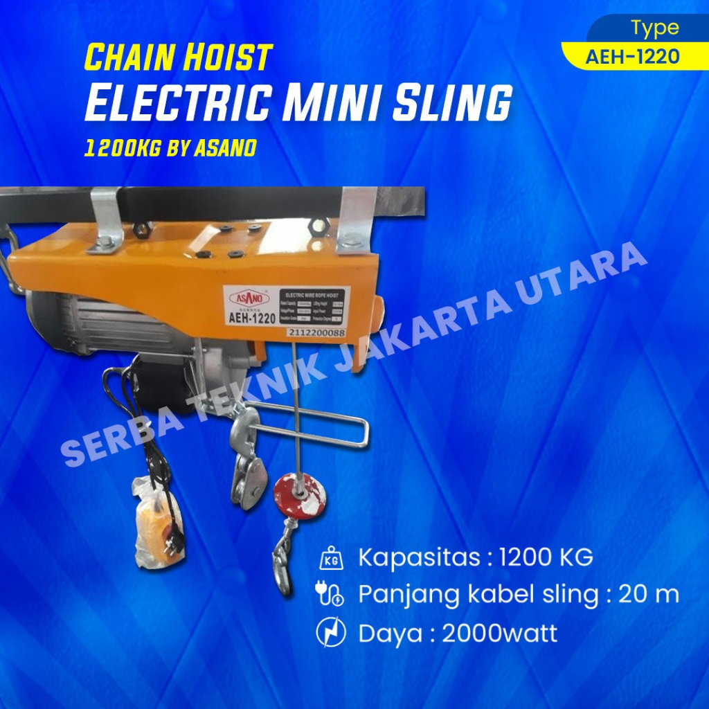 Katrol ASANO Mini Hoist 1200 kg 20M TAKEL ELEKTRIK AEH 1220