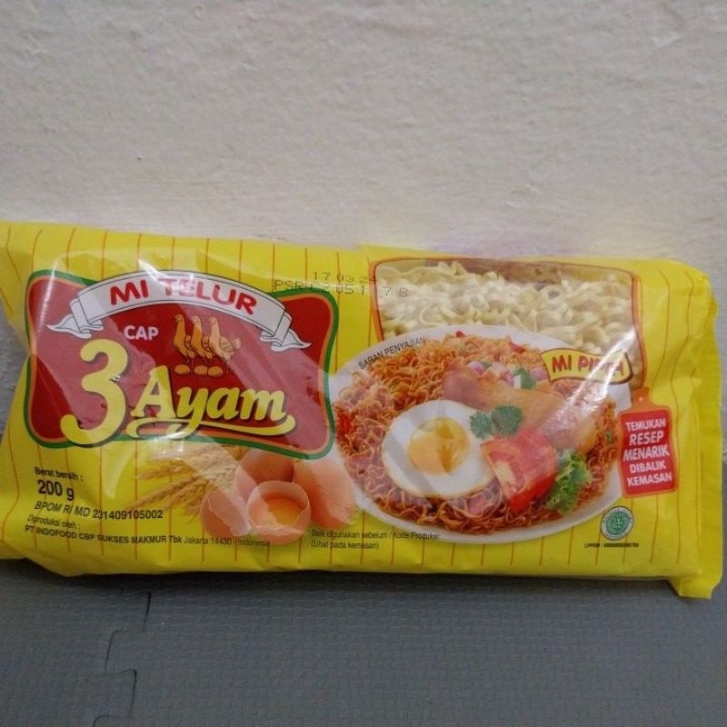 

MI TELUR CAP 3 AYAM 200gr MIE PIPIH