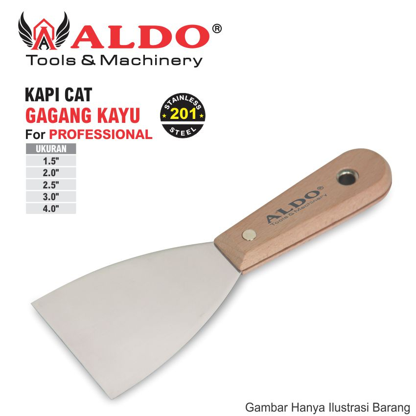 KAPI CAT STAINLESS GAGANG KAYU / ALAT PERUSAK CAT / PERONTOK CAT  ALDO