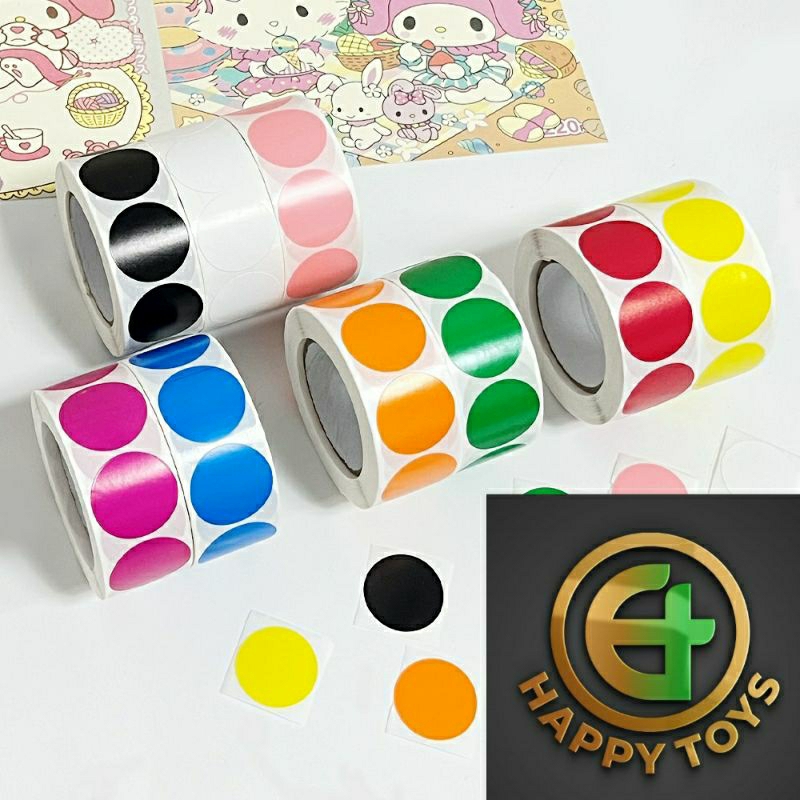 

Label bulat warna warni 2,5 cm 1 roll isi 500 pcs