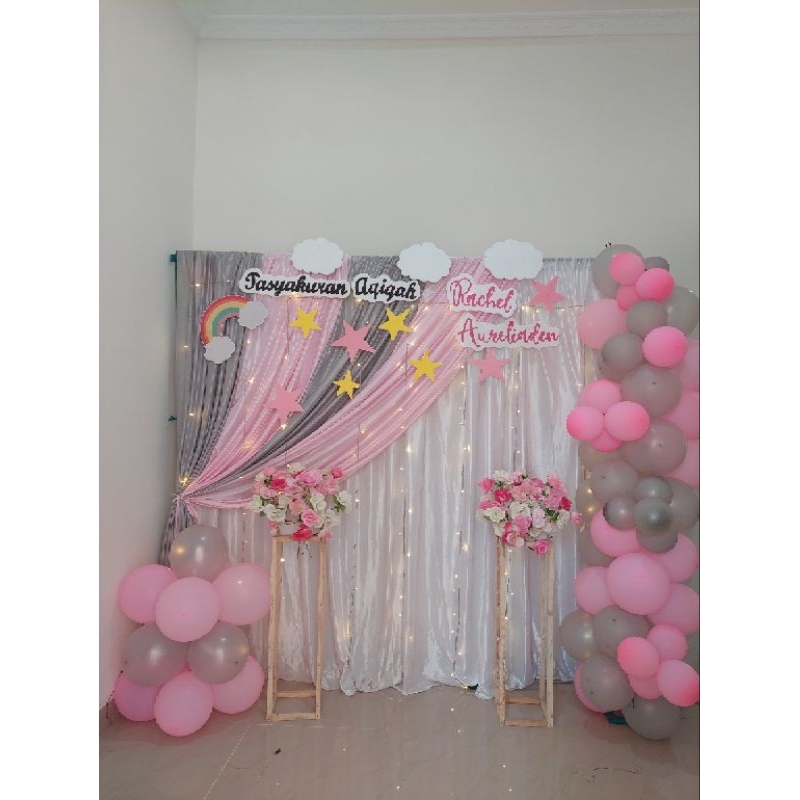 backdrop dekorasi aqiqah, ultah