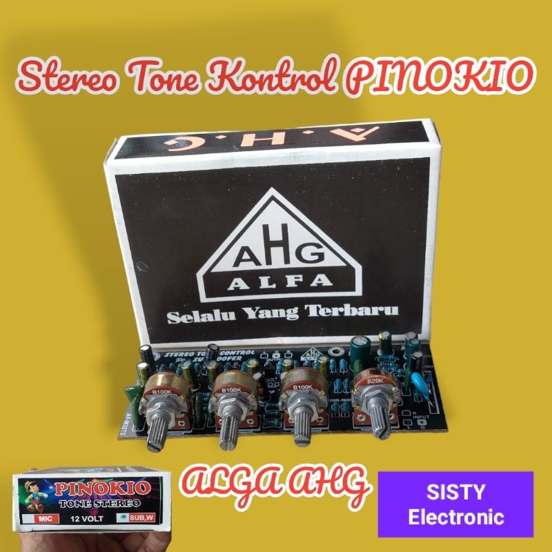 Tone Control Stereo Plus Subwoofer dc 12V PINOKIO Alfa Ahg