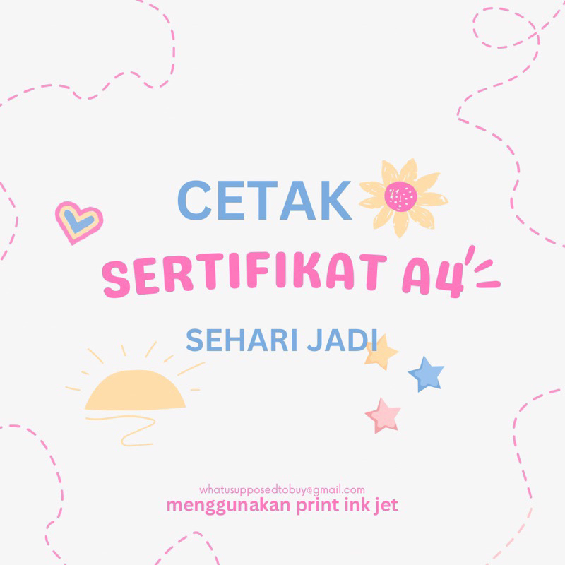 

Cetak Custom Sertifikat A4 Sehari Jadi Bahan Kertas Artpaper 260 Gram