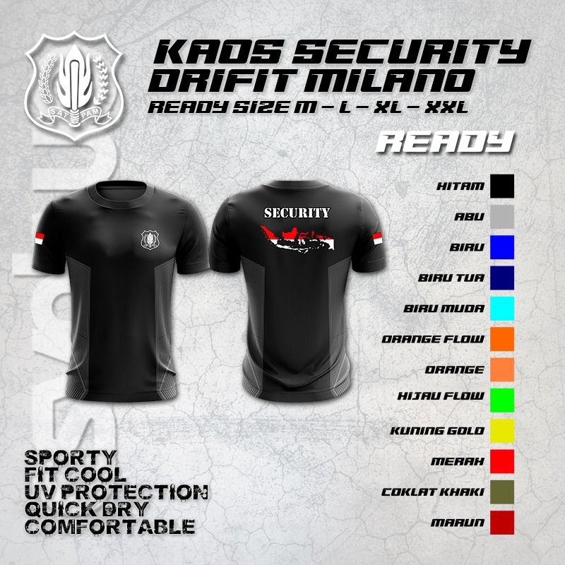 Kaos Jersey Security Terbaru/Kaos Security Satpam Dryfit sablon - JERSEY SECURITY