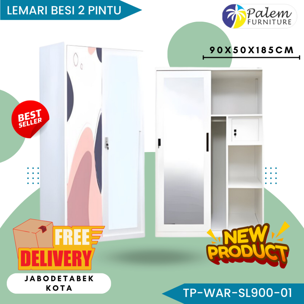 LEMARI BESI 2 PINTU LEMARI BESI PINTU SLIDING KACA KUNCI LEMARI BESI AWET ANTI RAYAP