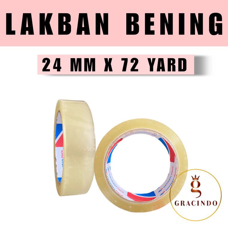 

LAKBAN BENING 1 ROLL 65 METER / TAPE ISOLASI PREMIUM TEBAL SELOTIP BENING 1 INCH 24MM X 72 YARD