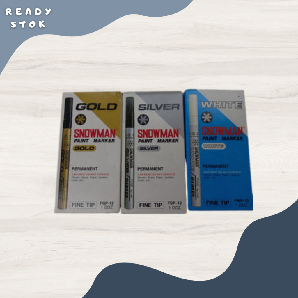 

SPIDOL CAT PERMANEN / PAINT MARKER FWP-12, FGP-12, FSP-12 SNOWMAN / SPIDOL CAT PUTIH / SILVER / GOLD (DUS)