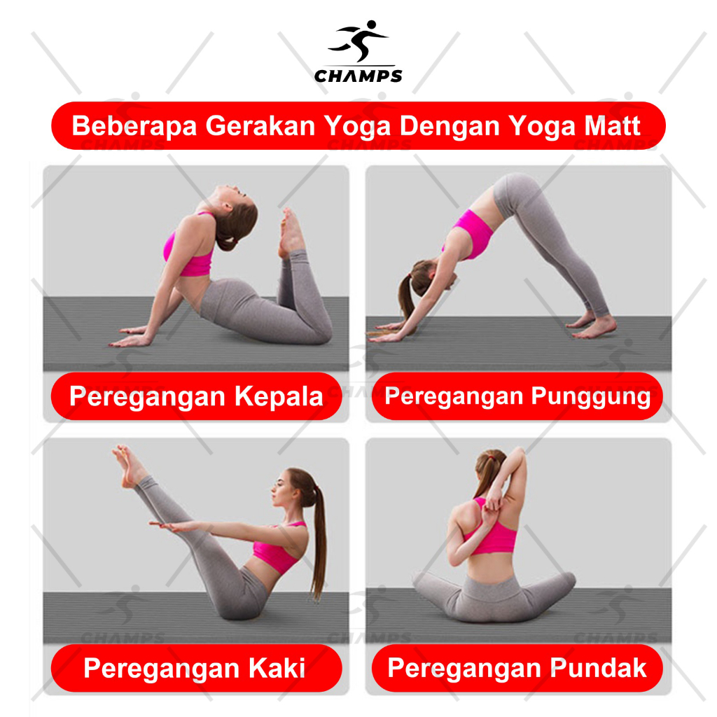 CHAMPS Matras Yoga MatKarpet MatTikar PROMO FREETAS Tebal 8mm-CH-YM 08