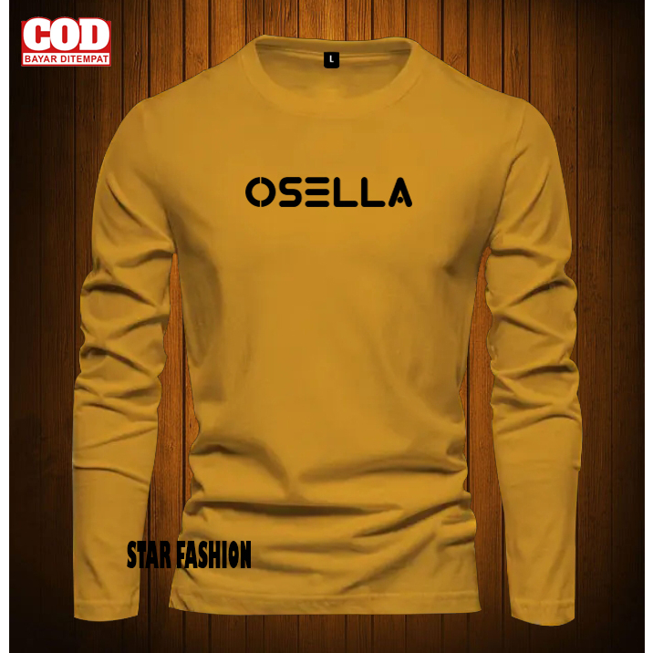 Baju Kaos Pria & Wanita Lengan Panjang / Baju Kaos Osella Hitam / Baju Kaos Distro Cotton Combed Pre