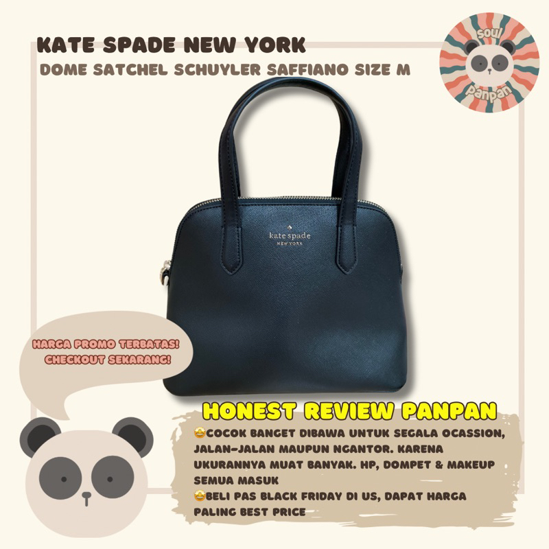KATE SPADE KS TAS MEDIUM DOME SATCHEL SCHUYLER SAFFIANO BLACK TOTE HAND BAG KANTOR OFFICE