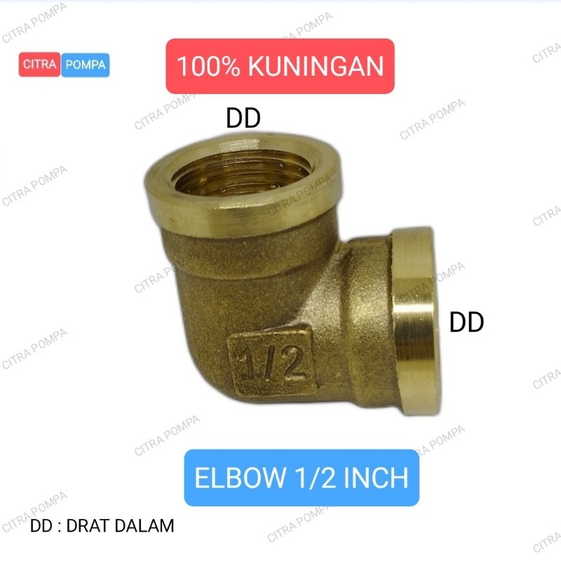 ELBOW KUNINGAN DRAT DALAM 1/2 INCH