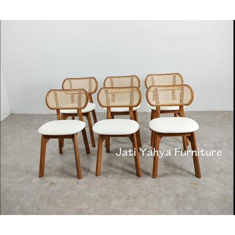 Kursi cafe kursi kantor kursi makan kursi teras kombinasi rotan + busa dudukan