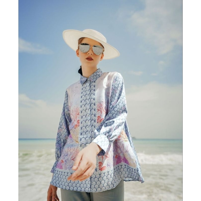 New Aquarielle back pleated shirt benangjarum sze M buttonscarves x disney little mermaid benang jar