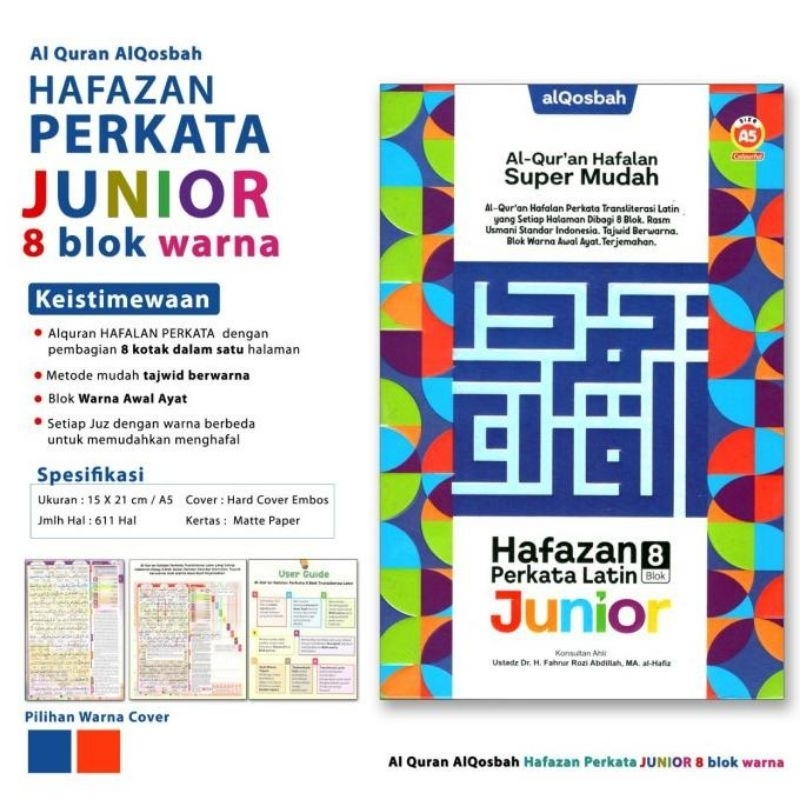 Alquran Hafalan A5 Hafazan Tanafus JUNIOR Perkata LATIN 8 Blok Tajwid Warna Alquran Junior anak