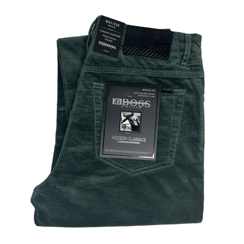 Celana Corduroy Pria BOSS Melar Warna Hijau - Regular Standar