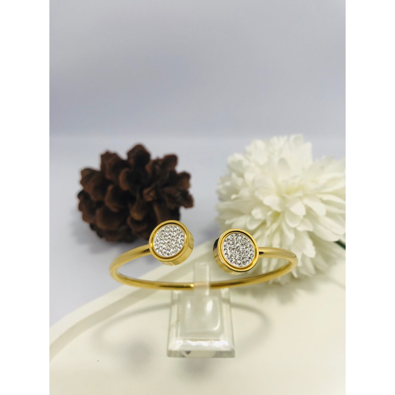 gelang titanium fleksibel Gold dan silver 100% titanium asli