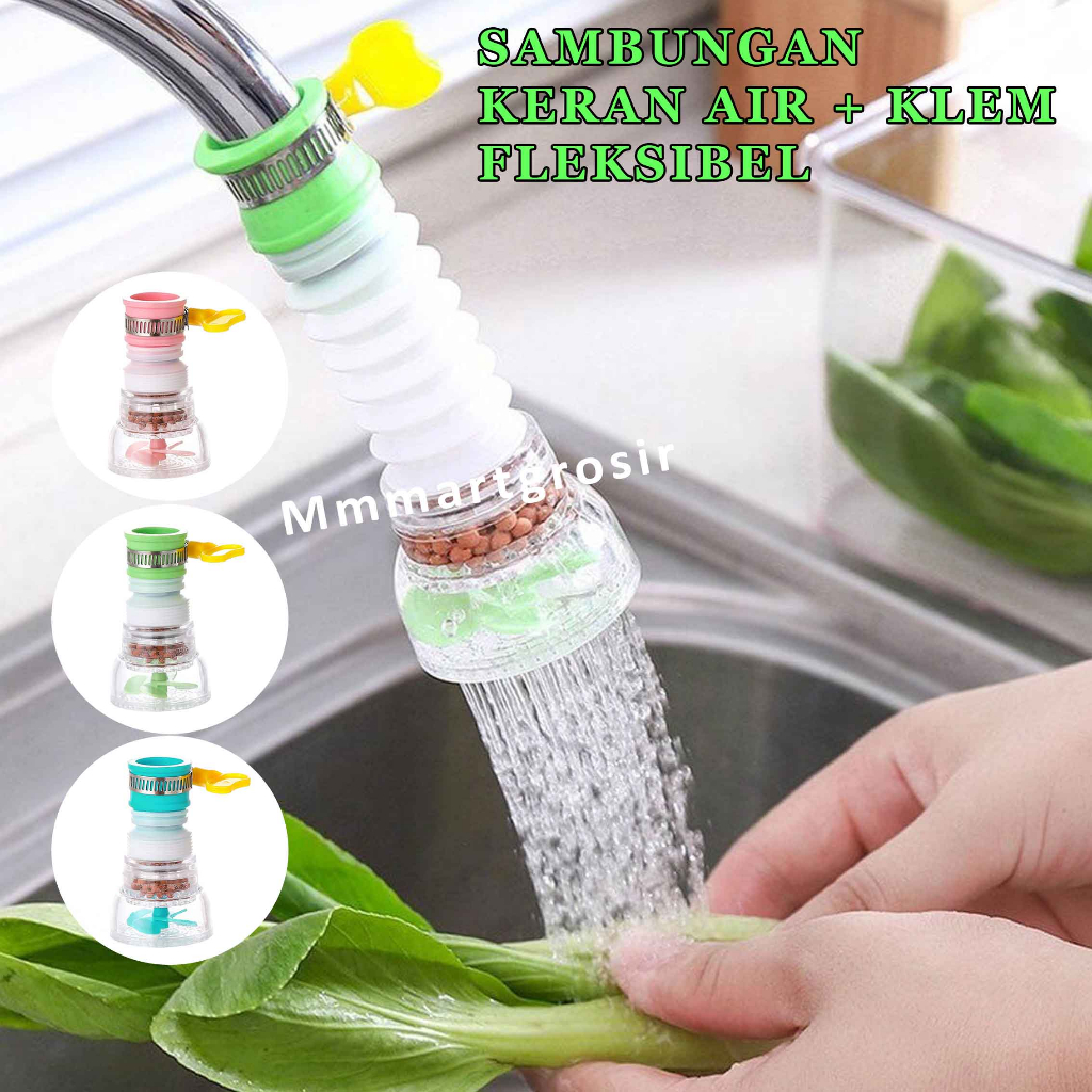 Sambungan Kran Air + Klem / Saringan Kran Fleksibel / Penyambung Kran Air