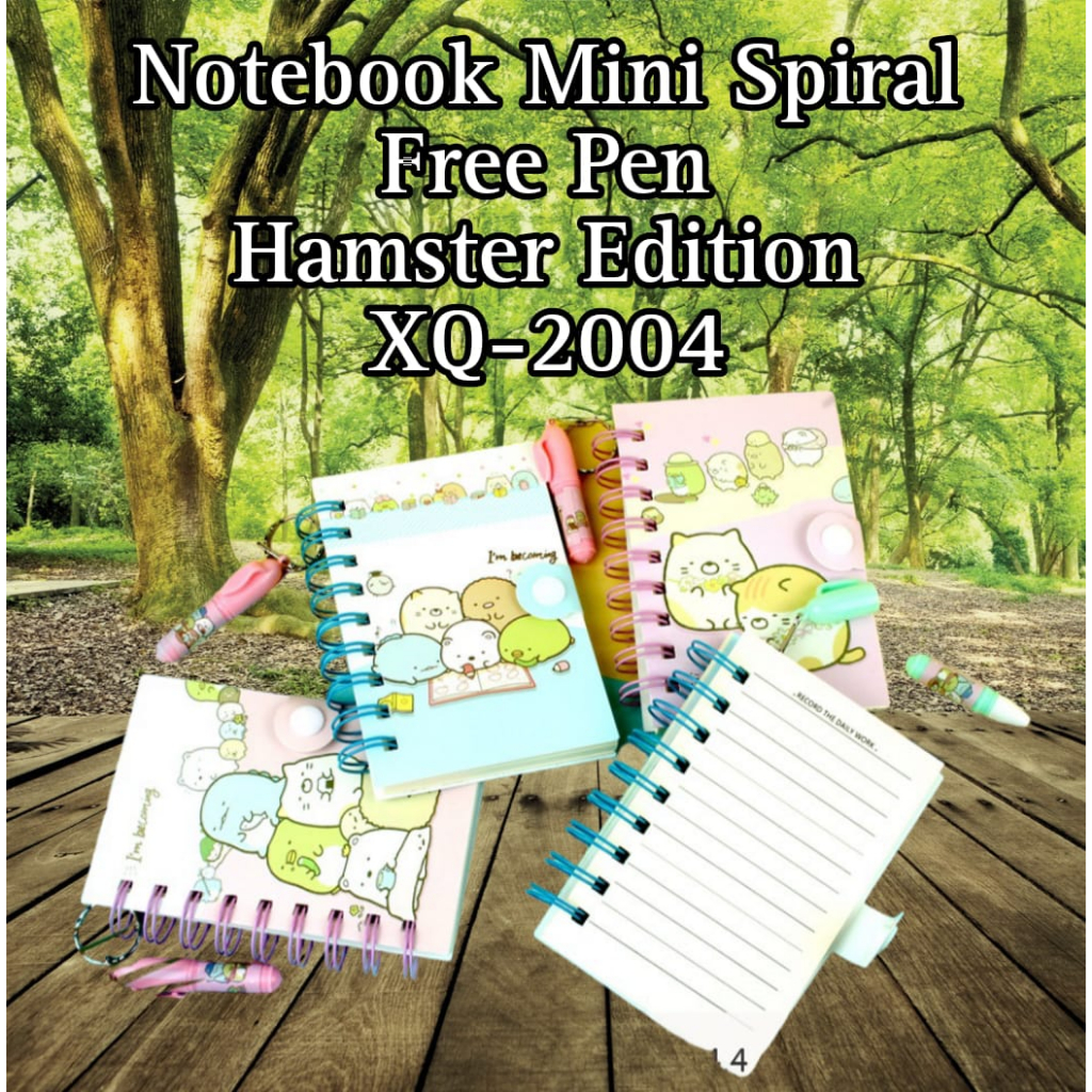 

diary spiral mini free pulpen cute hamster edition / 1 buah diary fancy xq-2004