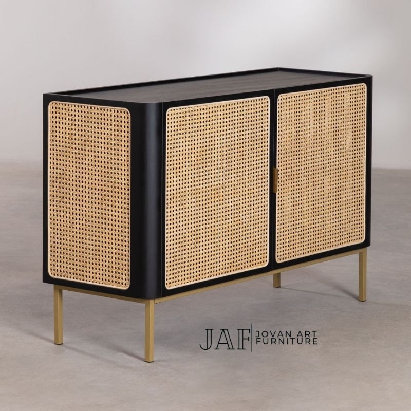 Buffet Minimalis Modern Kombinasi Rotan - Jovan Art Furniture
