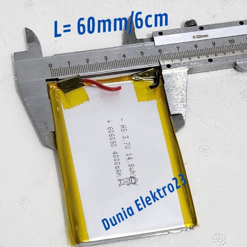 Battery Baterai Polymer 4000mAh 0.6cm*6cm*8.85cm