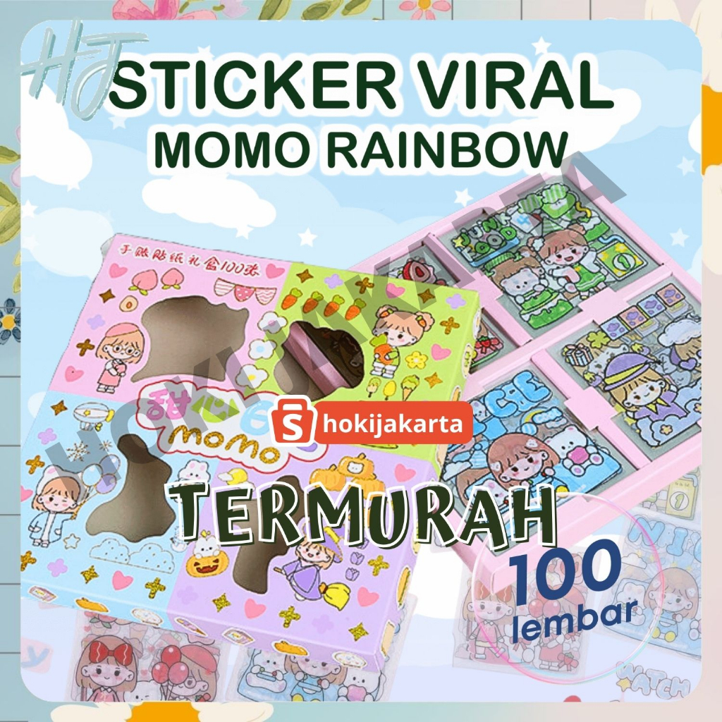 

COD (HJ) Stiker 2D 100 Lembar Sticker Momo Motif Kartun Korea Lucu Anti Air