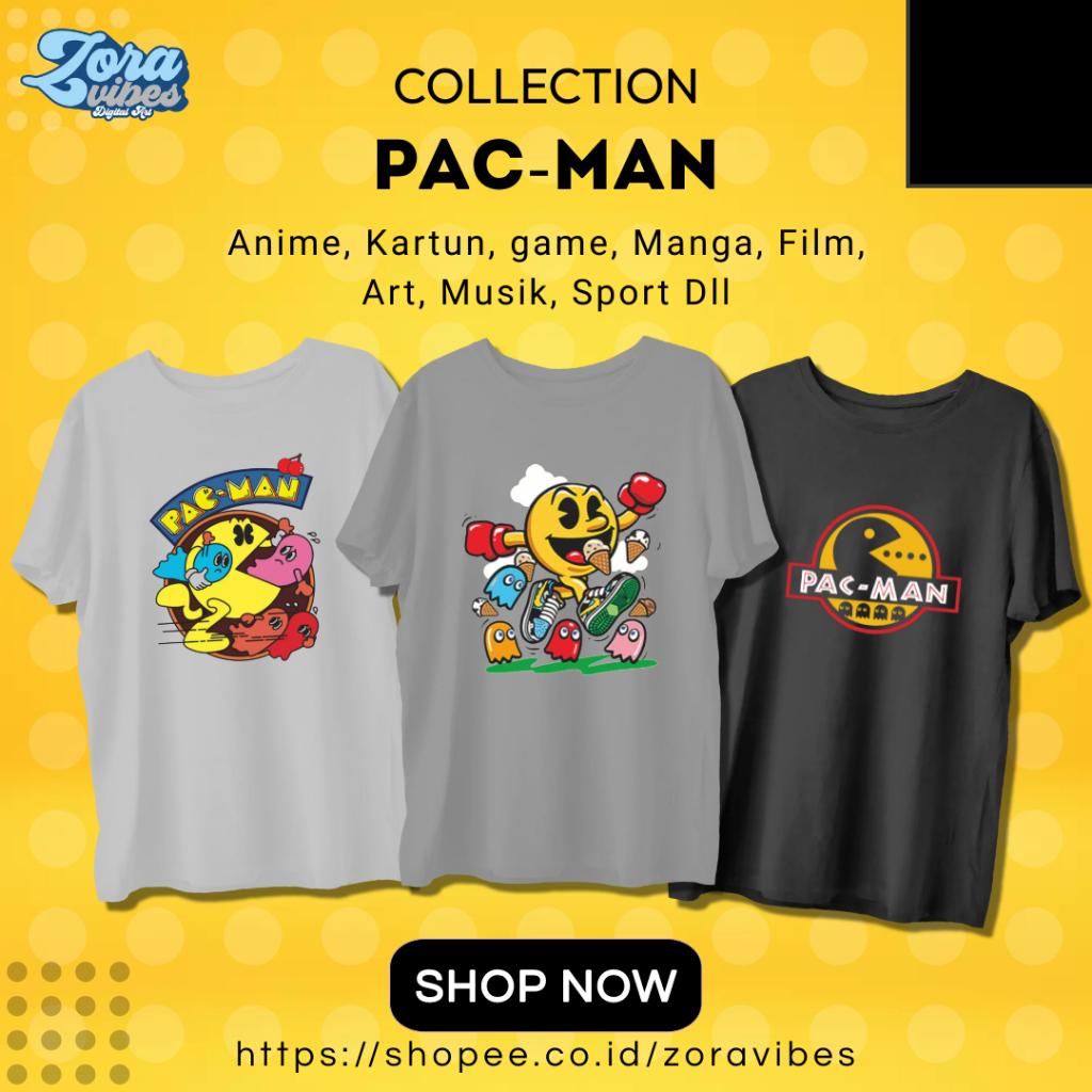 BAJU KAOS TSHRIT PACMAN - GAME PACMAN MURAH