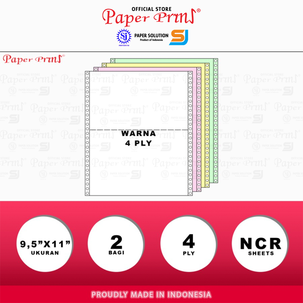 

klm Paperyns Kertas Continuous Form 4PLY NCR PRS 9,5" x 11"/2 (Bagi 2)