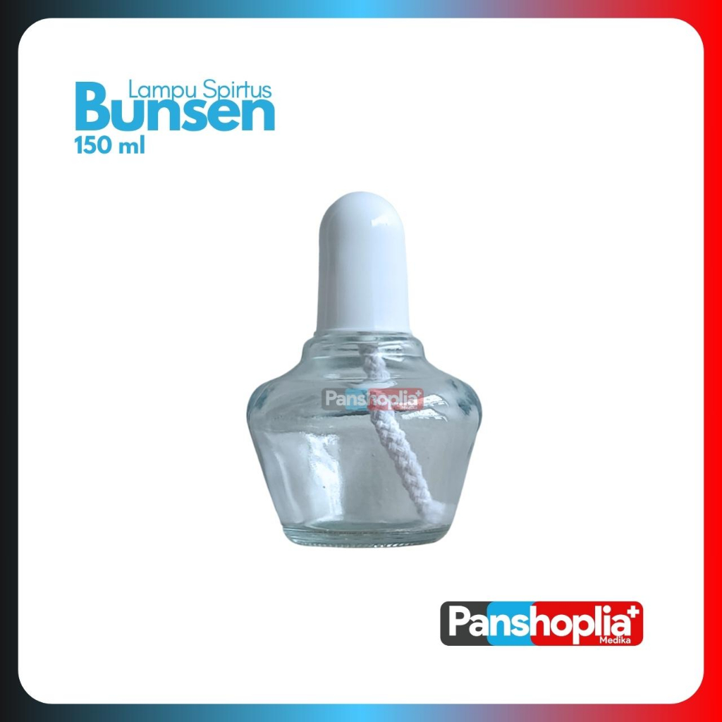 Lampu spirtus 150ml-Bunsen kaca tebal+sumbu/pembakar bunsen