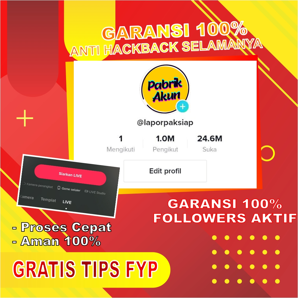 Akun Tiktok Real Follower Indo 30k - 50k