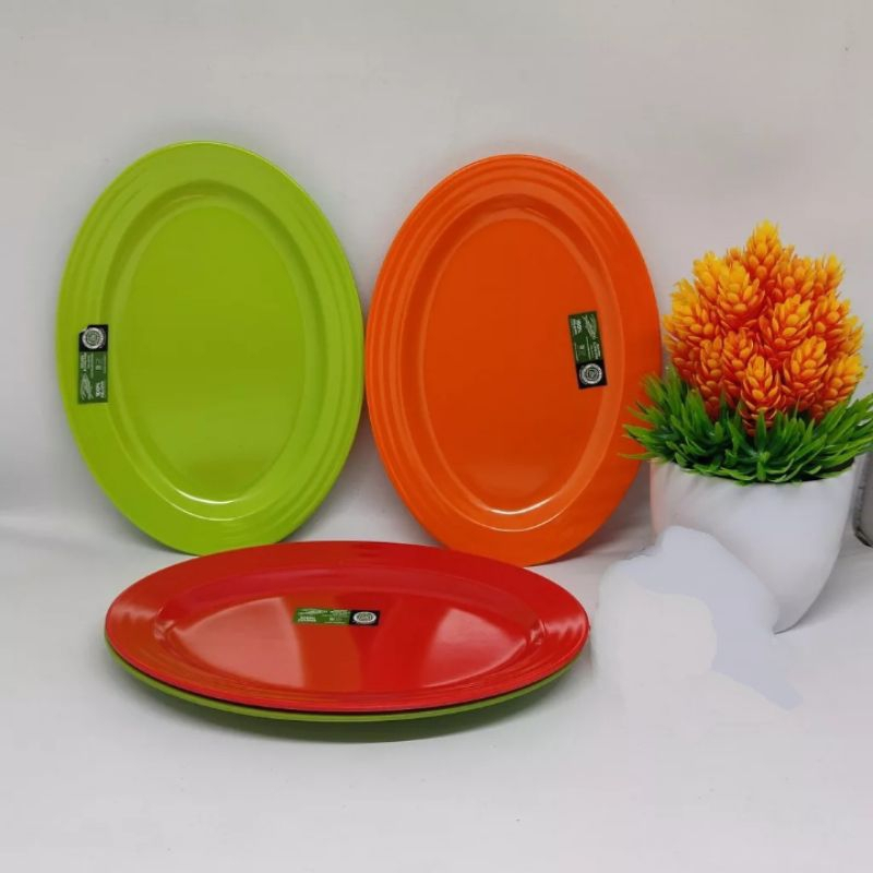 Piring Oval Melamin 12Inch Golden Dragon Piring Lodor Saji Melamin P0312