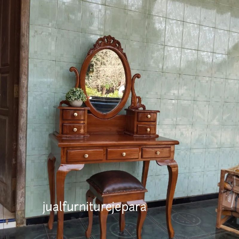 meja rias kayu jati Jepara, meja rias Kartini minimalis kayu jati jepara