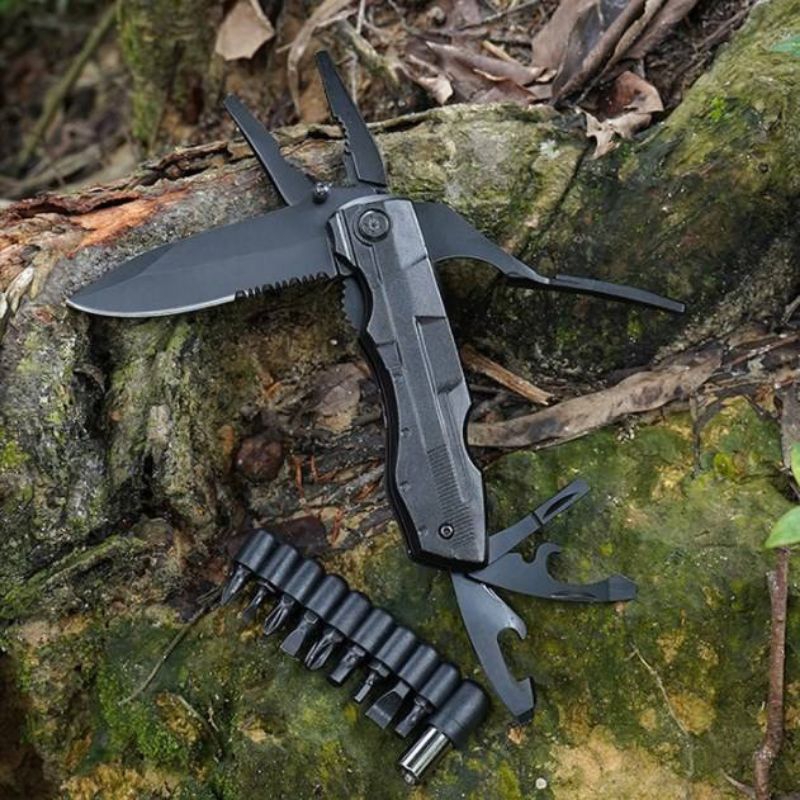 Pisau Multi Tool Tang Obeng Outdoor Survival EDC with 9 Bit Set