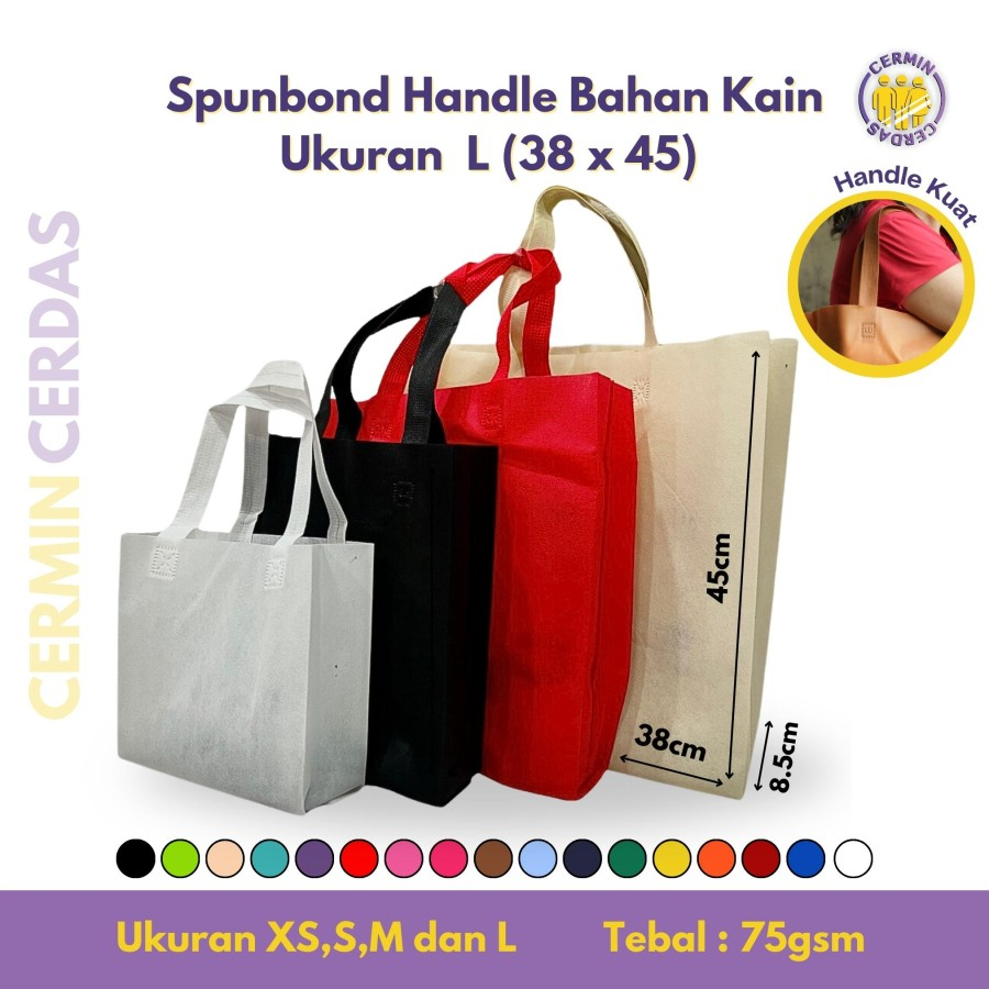 

Goodie Bag 38 x 45 Spunbond Tas Handle Bahan Kain Satuan Polos Tali