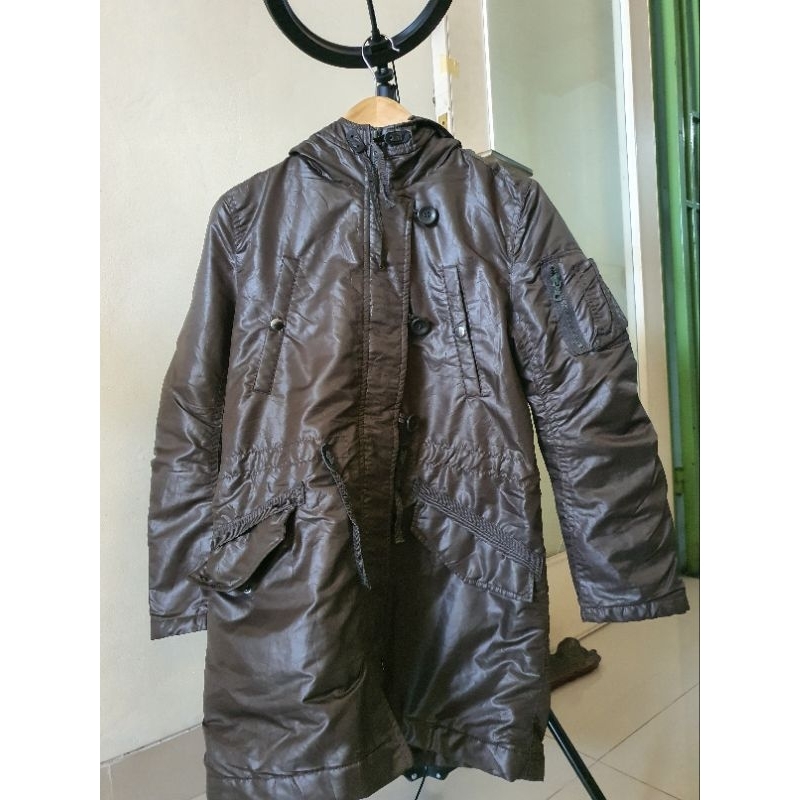 JAKET KULIT MIX BULU CEWE ORI UNIQLO