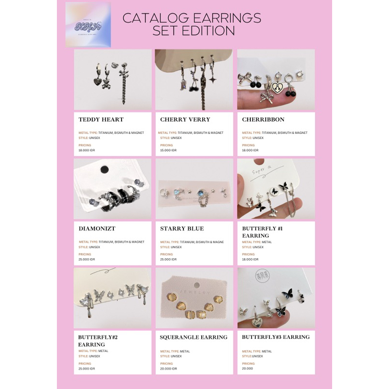 ANTING/EARRINGS SET PAIRS GAYA Y2K KEREN UNISEX
