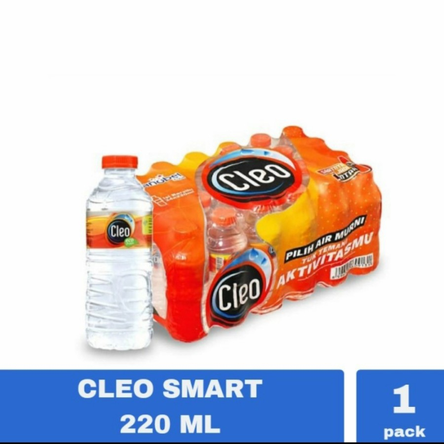 

Air Minum Kemasan Botol Cleo Ukuran 220 ml 1 Krat Isi 24 Botol Gojek/Grab Only