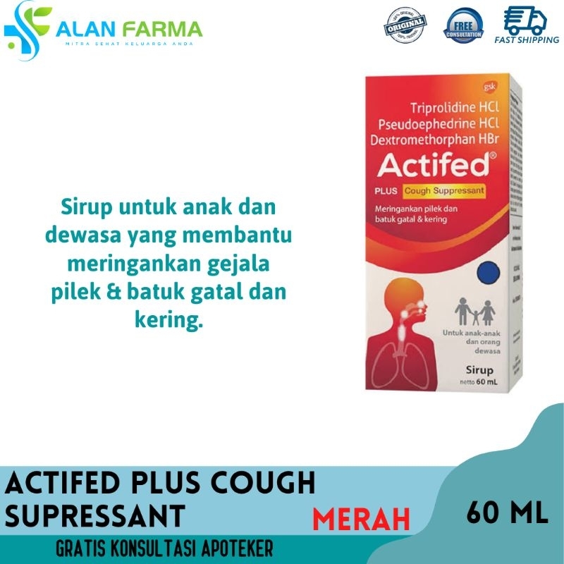 Actifed Cough Plus Supressant 60 mL | Actifed Merah
