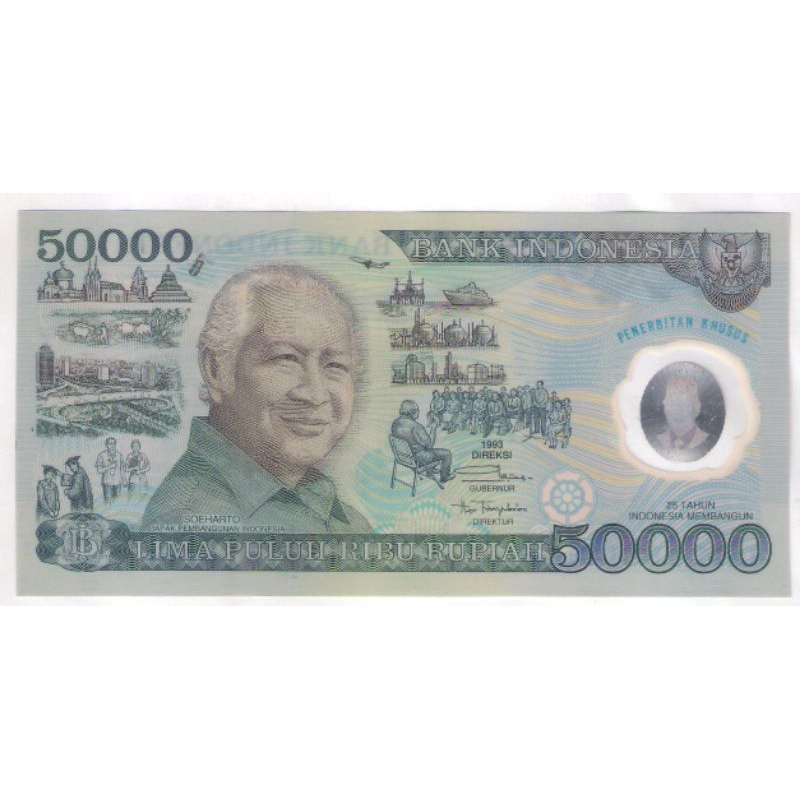Jual 50000 Soeharto Polymer Thn 1993 UNC + Folder