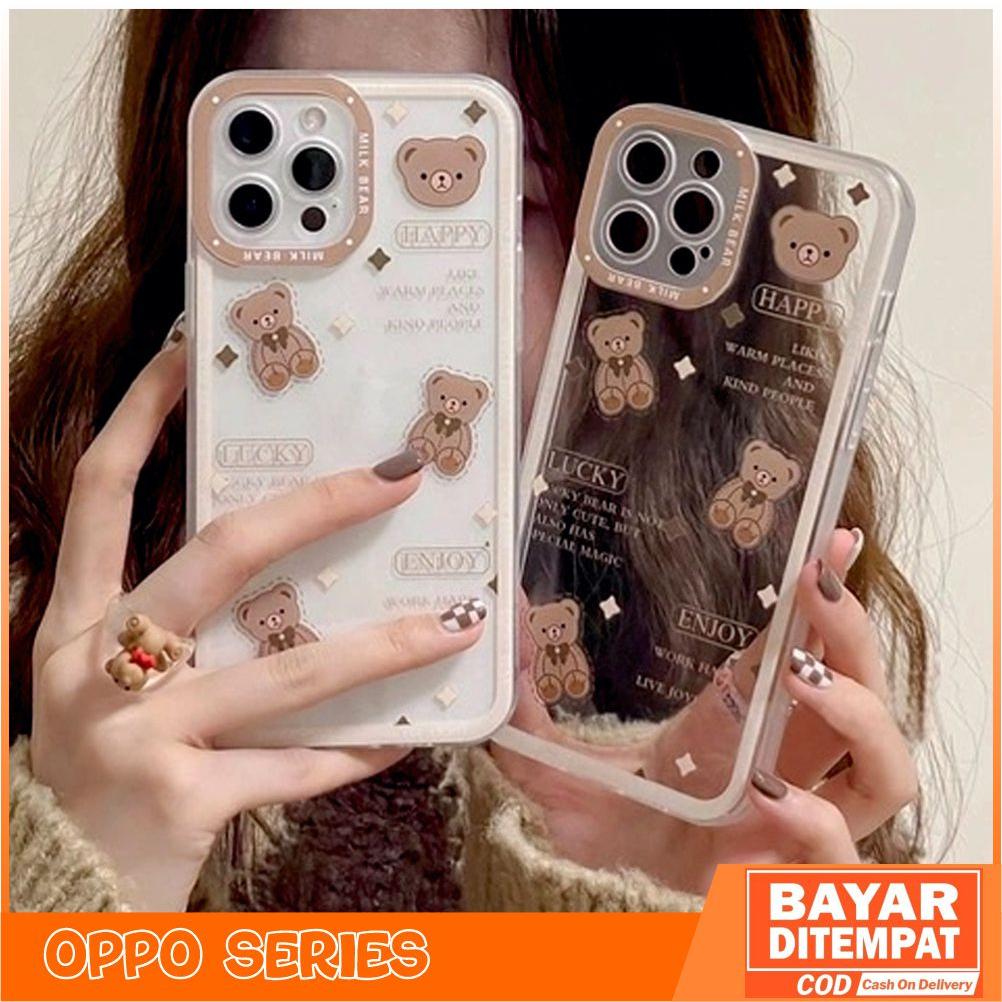 Casing Oppo A3S A5 Soft Case Silicon TPU Motif Milk Bear Transparant