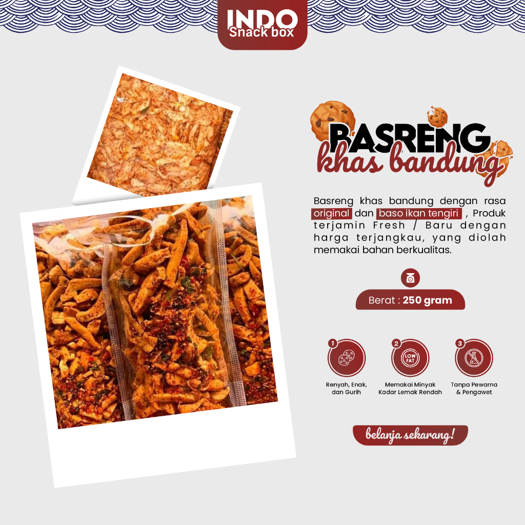 

Basreng Stik Khas Bandung Cemilan Kiloan Baso Goreng Kemasan 250 Gram