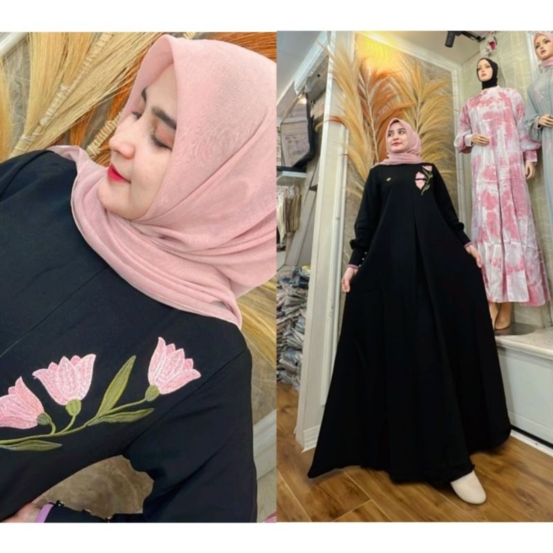 Ruya dress by Alira original premium brand/gamis hitam polos