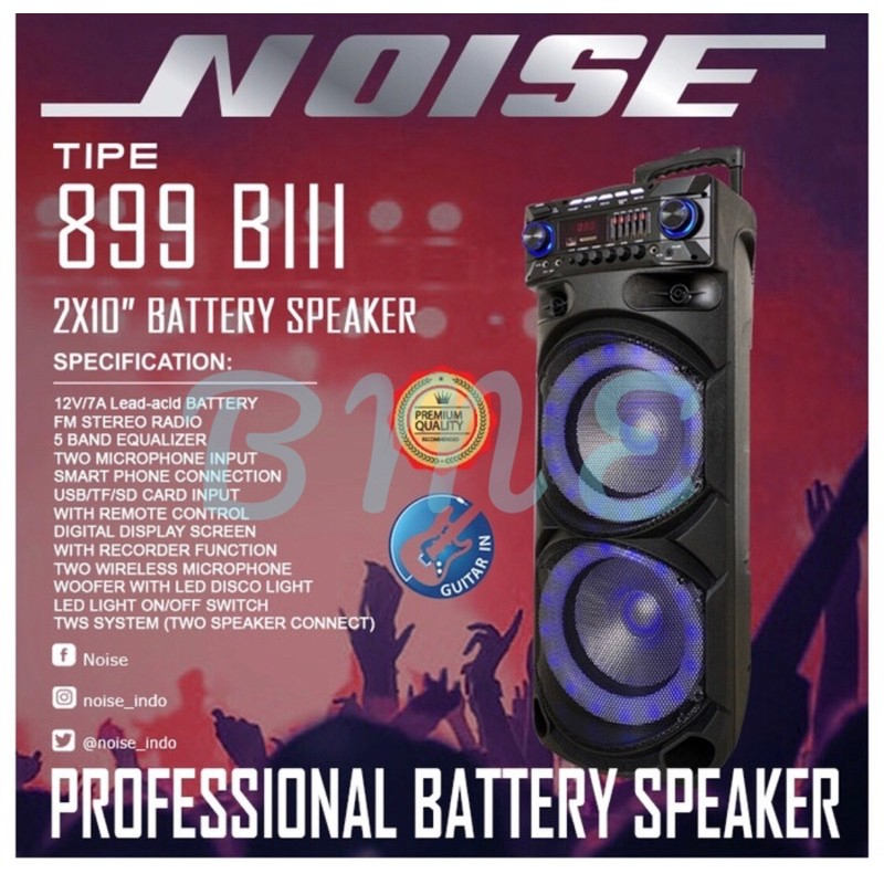 Speaker Bluetooth Portable Meeting Wireless NOISE 899 BIII Double 10 inch