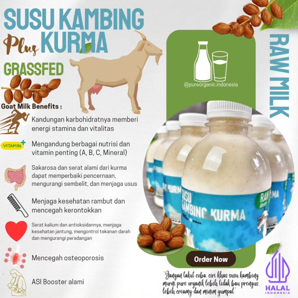 

HA Depok Susu Kambing Cair Raw Murni Segar Grassfed Organik by PURE ORGANIC