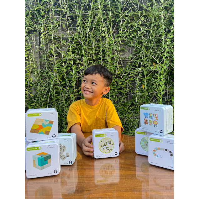 Mainan shape puzzle kaleng tin travel, Travel puzzle toys in tin box
