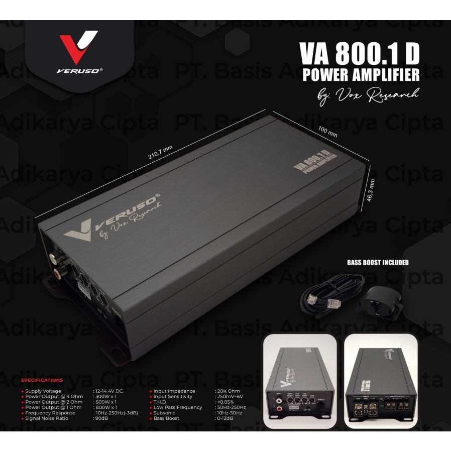 Power Amplifier 1Ch Monoblok Veruso VA800.1D VA 800.1D By Vox Research