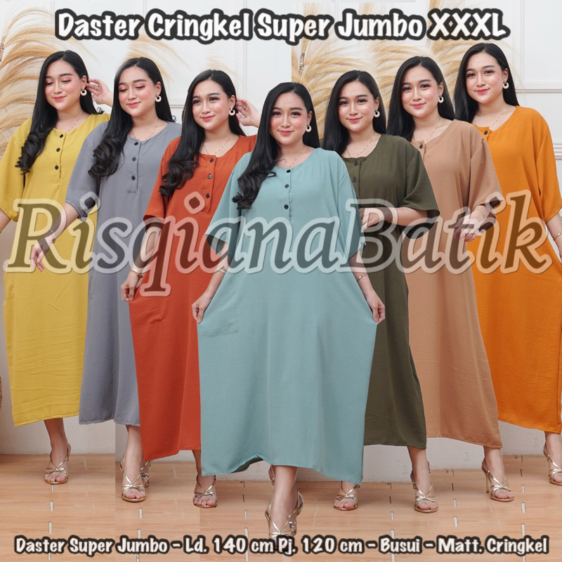 Daster Cringkle Airflow LD140 Polos Oversize Daster Super JumboKekinian Ibu Hamil dan Menyusui