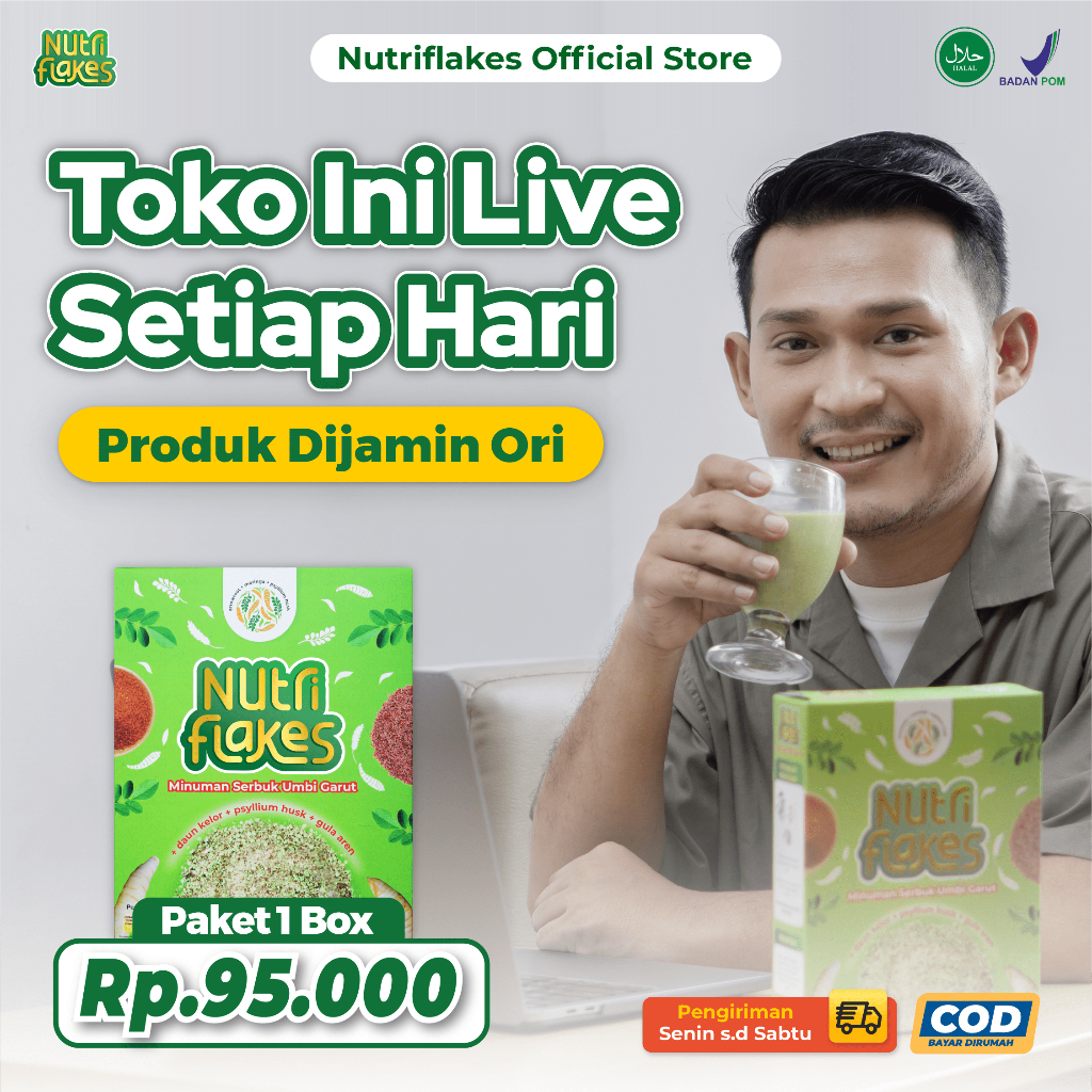 

XMASTER NUTRIFLAKES SEREAL UMBI GARUT ASAM LAMBUNG - AMPUH MENGATASI ASAM LAMBUNG GERD, MAAG 1 BOX